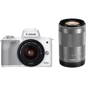 Canon Mirrorless Camera “EOS Kiss M2” Double Zoom Kit (White) Canon KISSM2WH-WZK